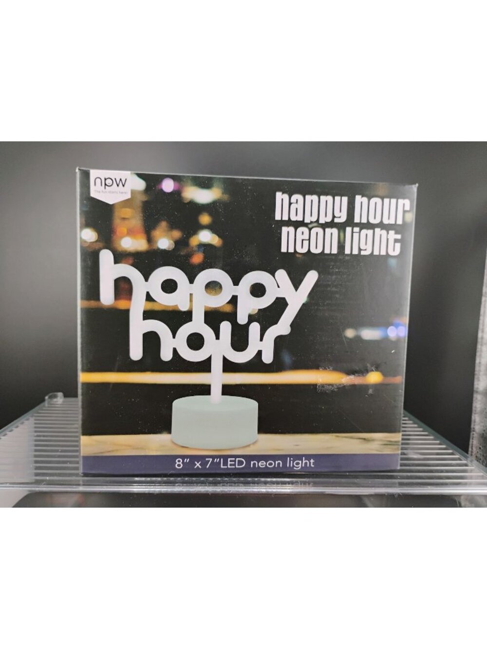 Happy Hour Neon LED Light 8"x7" USB-Powered Bar Decor
